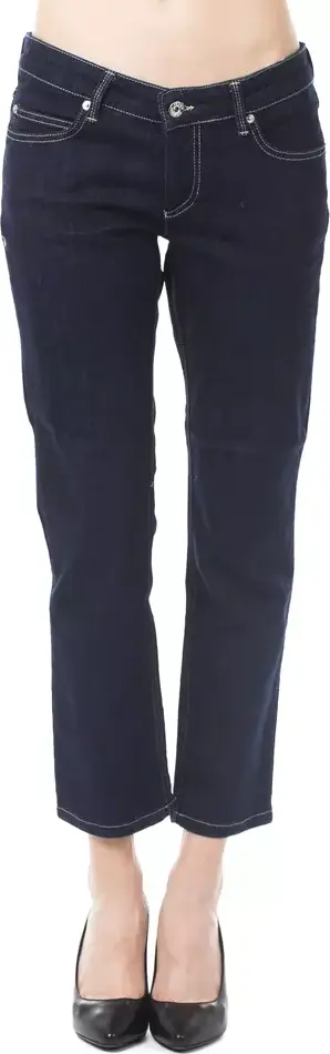 Blue Cotton Women Capri Jeans