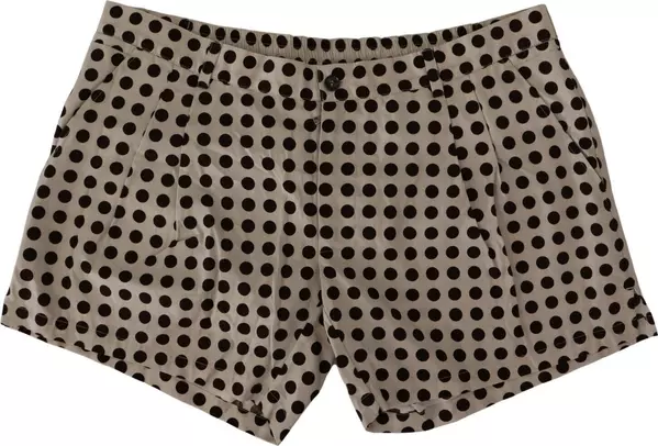 Black White Polka Dots Cotton Linen Shorts