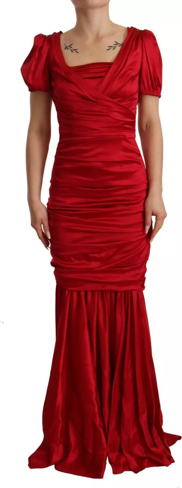 Red Silk Stretch Sheath Mermaid Gown Dress
