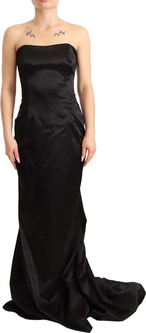 Black Silk Stretch Sheath Mermaid Gown Dress