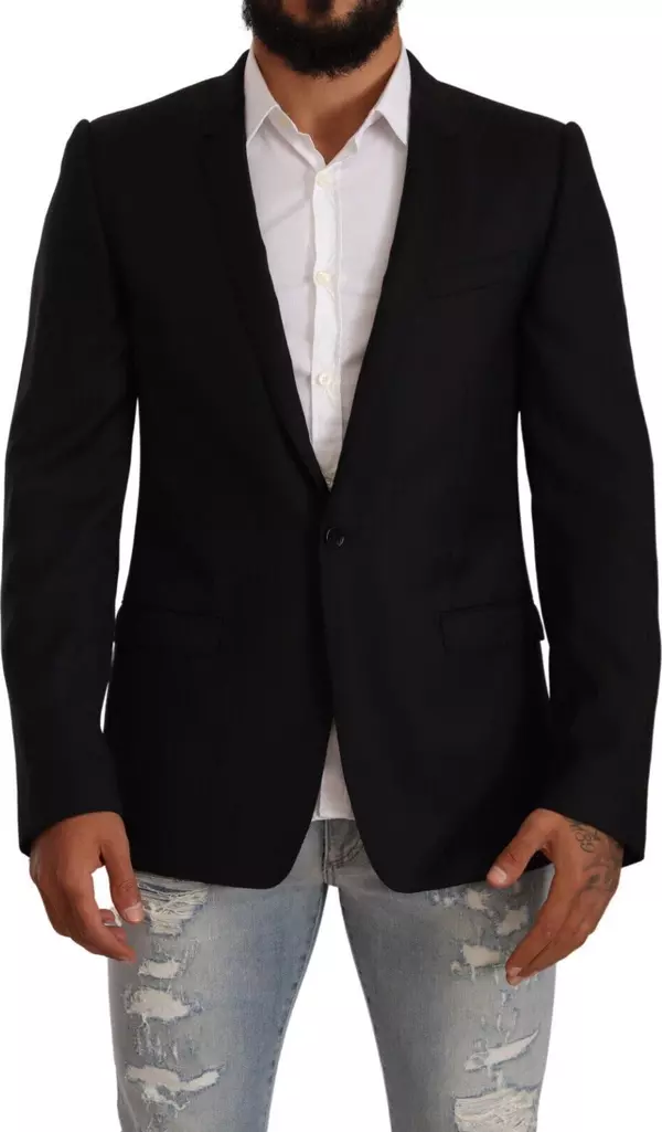 Black Wool Single Breasted Suit GOLD Jacket