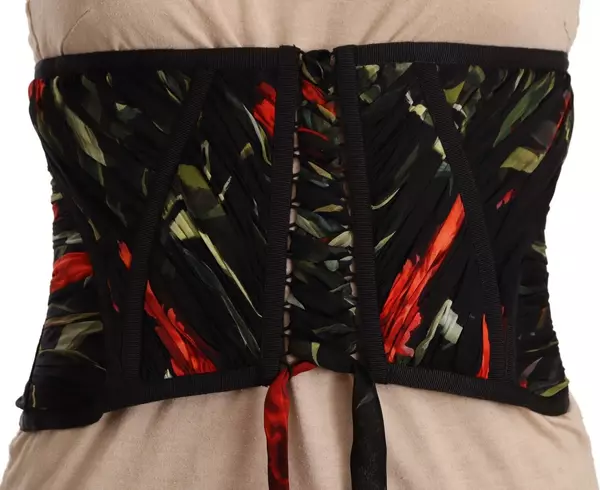 Black Corset Belt Stretch Waist Strap Silk Top