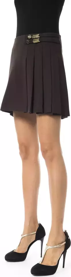Brown Polyester Women Skirt