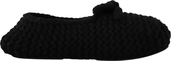 Black Slip On Ballerina Flats Wool Knit Shoes