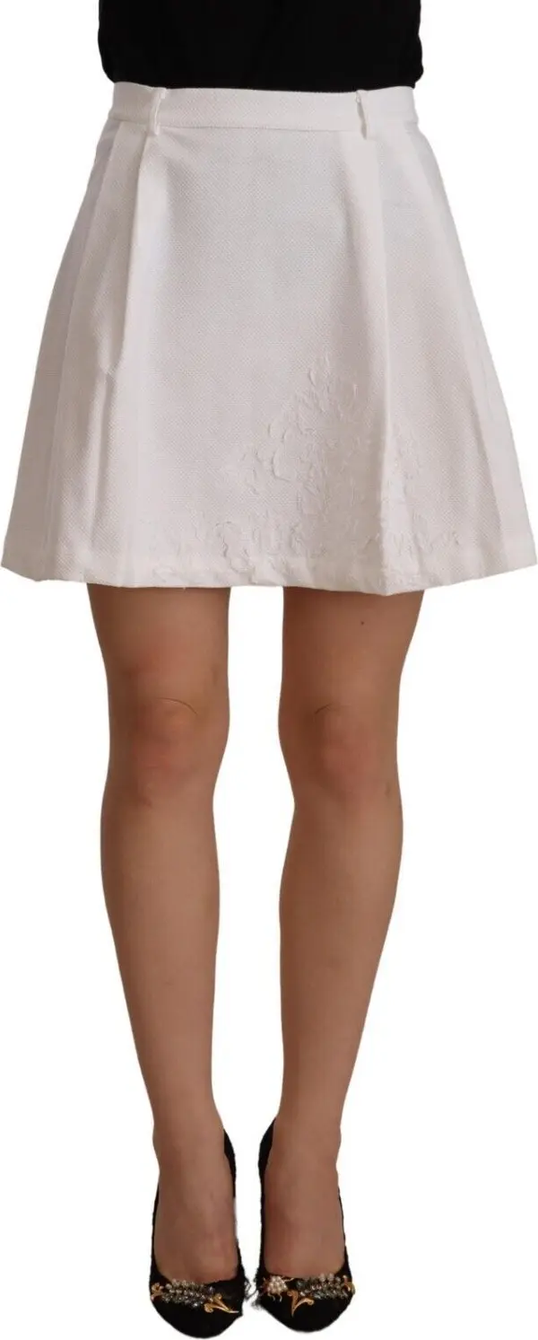 White High Waist A-line Mini Cotton Skirt