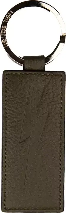 Green Leather Men Keychain