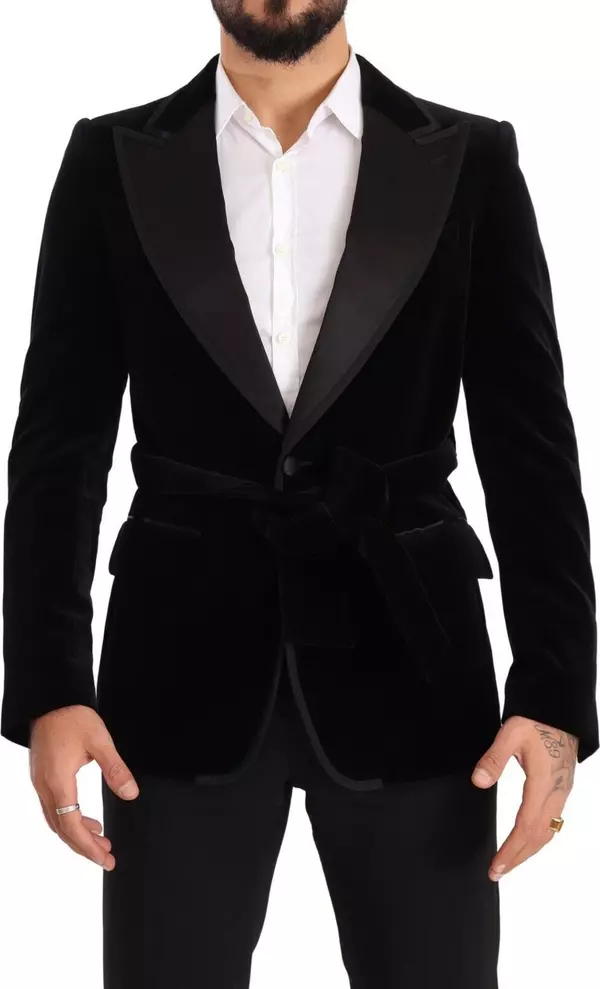 Black Velvet Single Breasted One Button Blazer