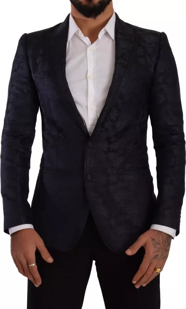 Blue Floral Jacquard Silk Coat MARTINI Blazer