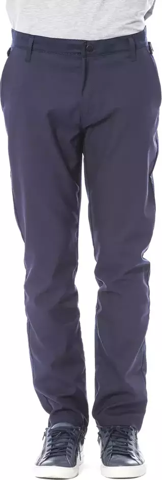 Blue Polyester Men Pant