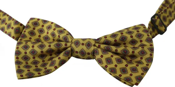 Yellow Pattern Silk Adjustable Neck Tie