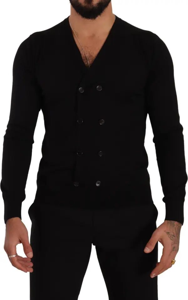 Black Cashmere Button Down Cardigan Sweater
