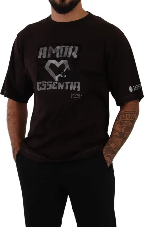 Bordeaux Cotton L-Amore Print Crewneck T-shirt
