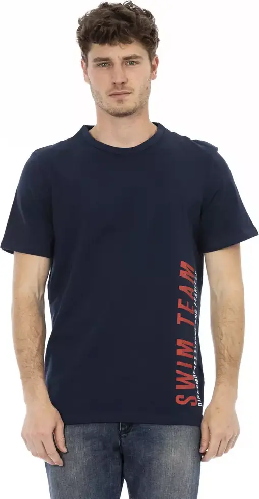 Blue Cotton Men T-Shirt