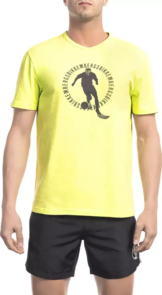 Yellow Cotton Men T-Shirt