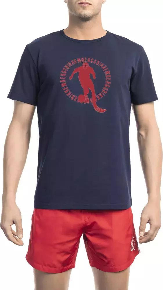 Blue Cotton Men T-Shirt