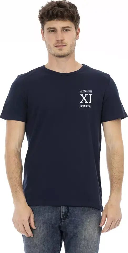 Blue Cotton Men T-Shirt
