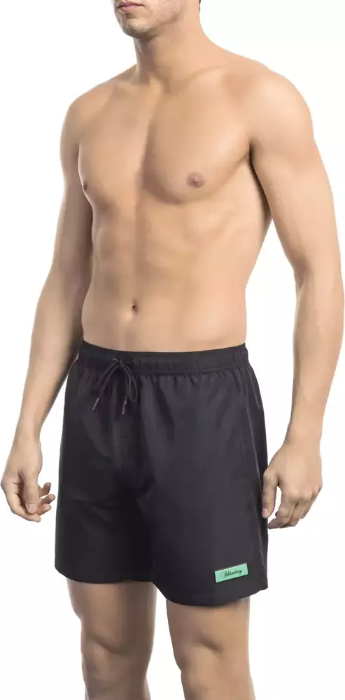 Black Polyester Men Swim Short