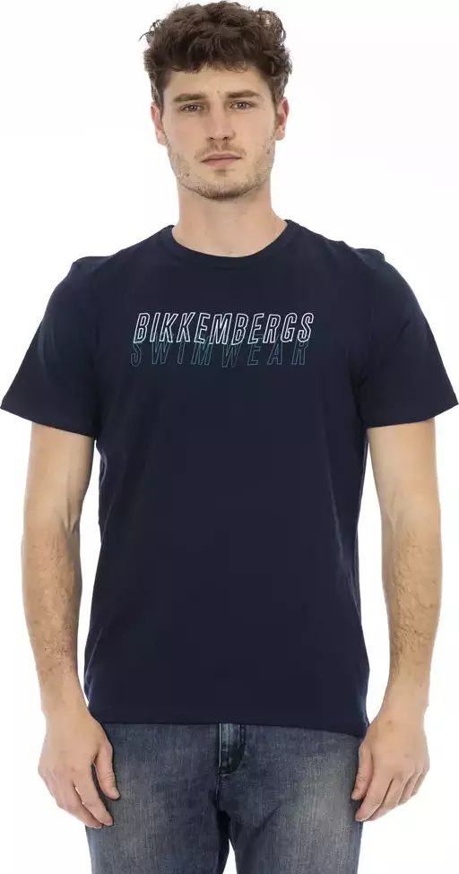 Blue Cotton Men T-Shirt