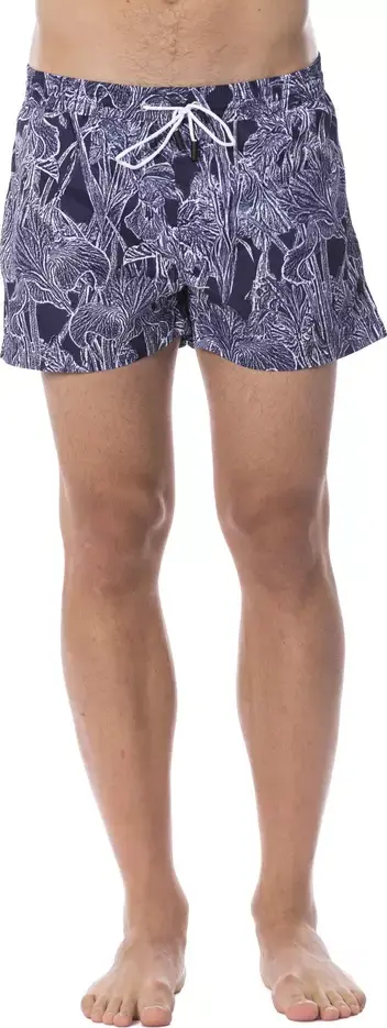 Blue Polyester Men's Swimwear