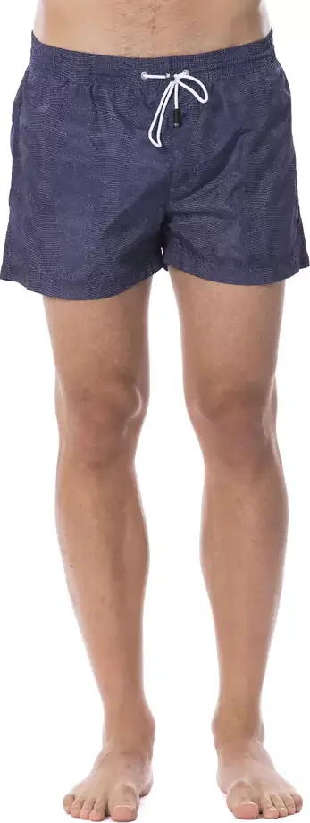 Blue Polyester Men's Swim Trunk