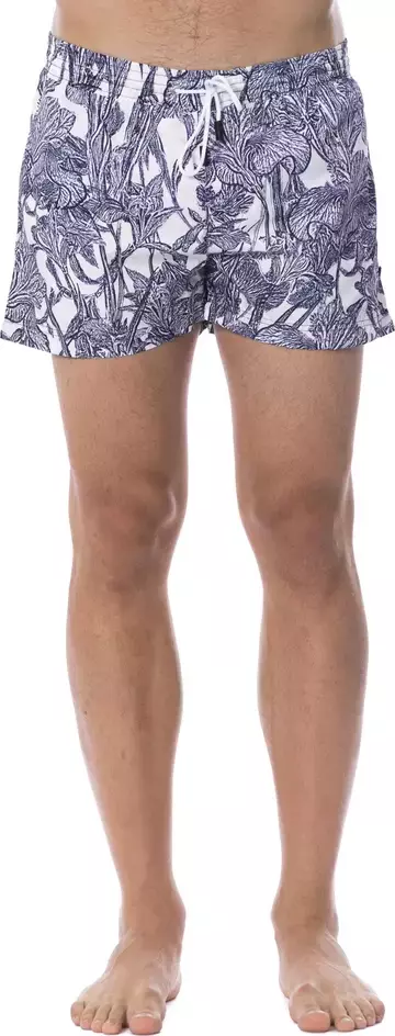 Light Blue Polyester Men Swimwear