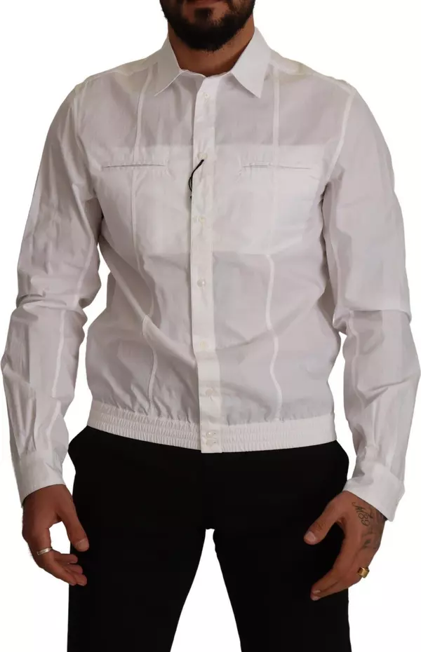 White Cotton Button Down Men Collared Shirt