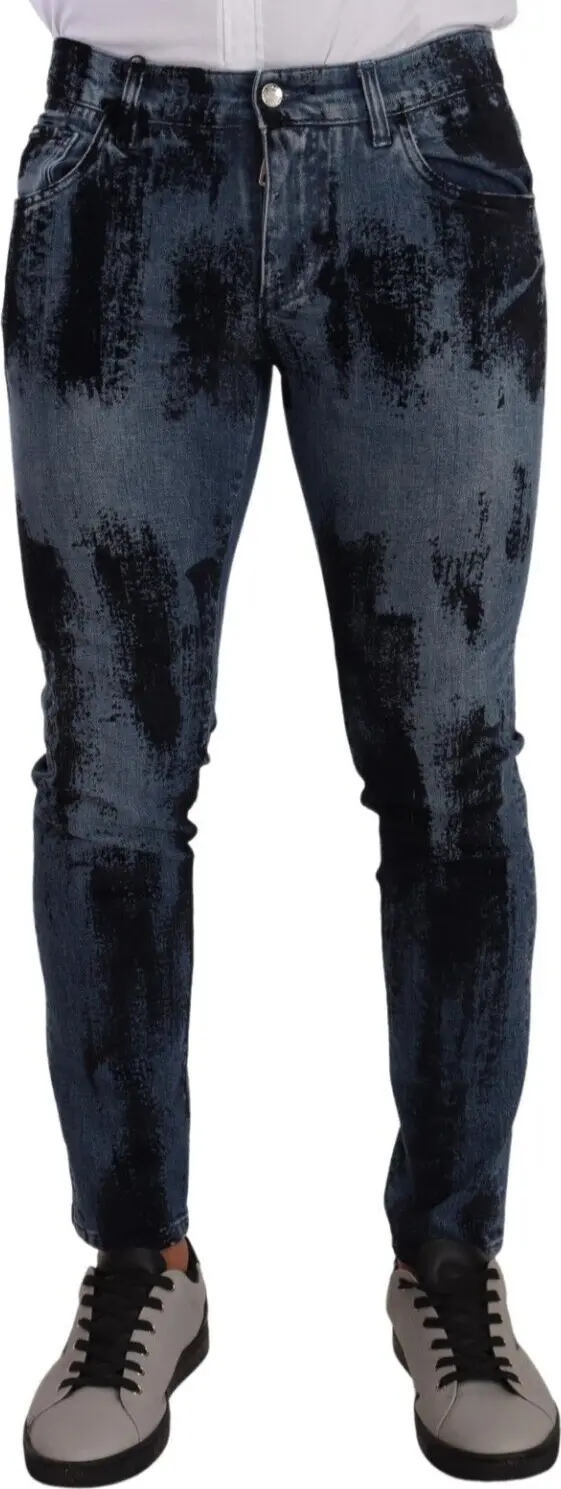 Blue Black Cotton Skinny Denim Jeans