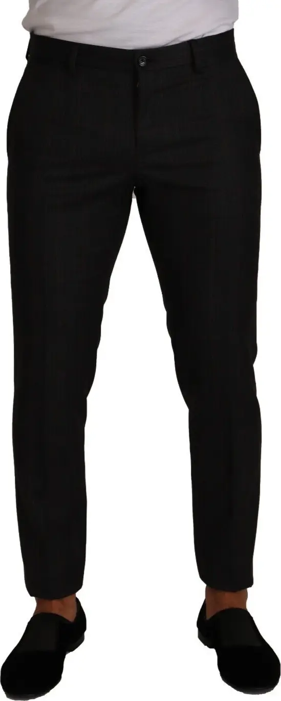 Gray Check Wool Formal Trouser Dress Pants