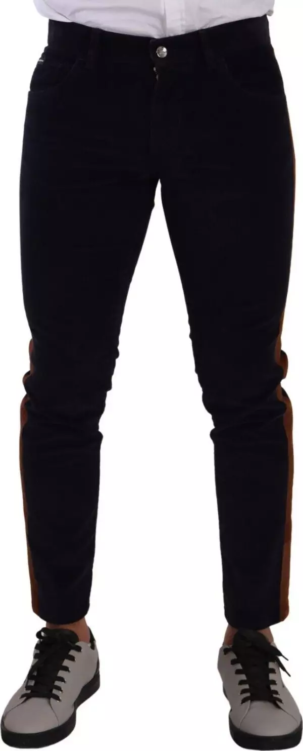 Blue Cotton Stretch Skinny Corduroy Jeans