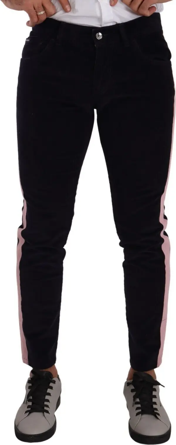 Blue Corduroy Cotton Stretch Skinny Jeans