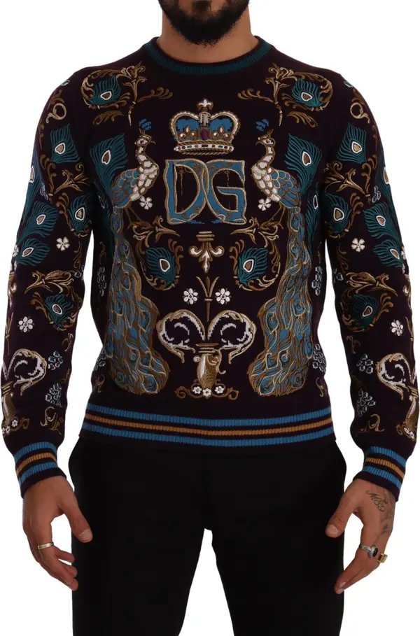 Bordeaux Cashmere DG Crown Embroidered Sweater