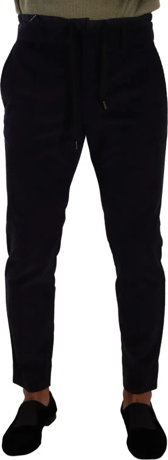 Blue Cotton Skinny Corduroy Trouser Pants