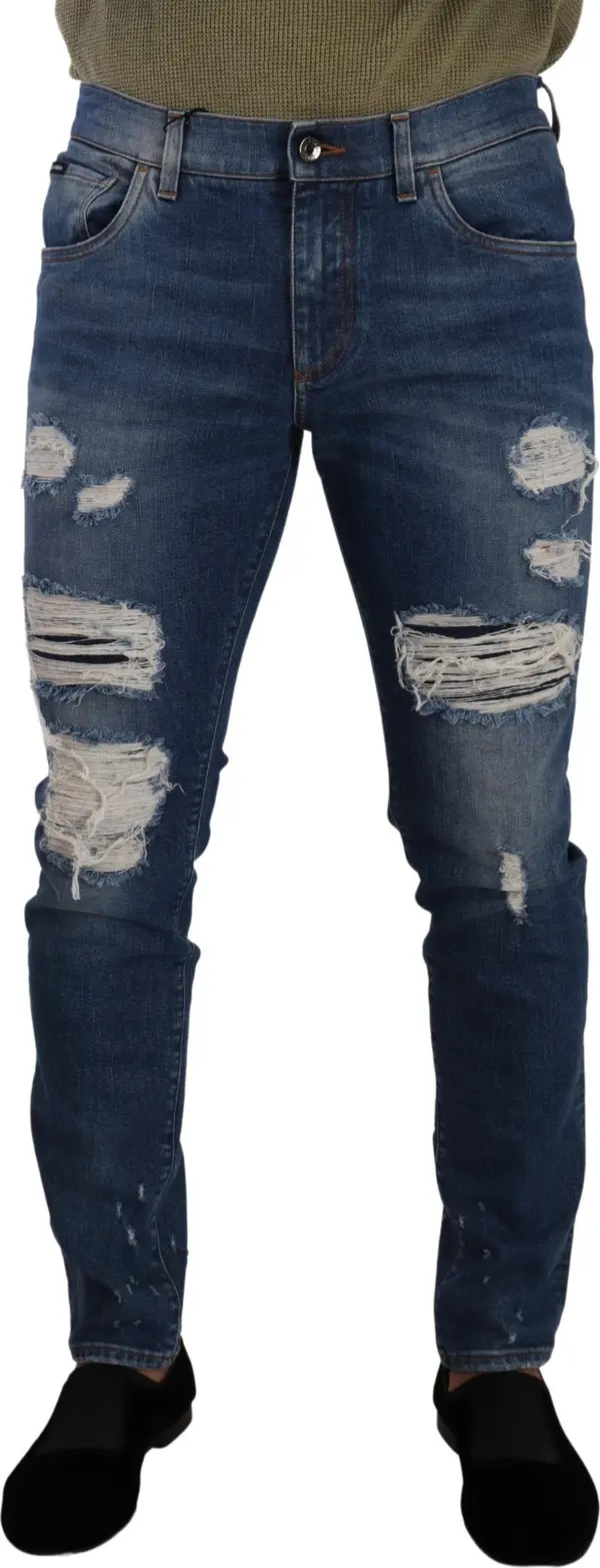 Blue Wash Cotton Stretch Slim Fit Denim Jeans