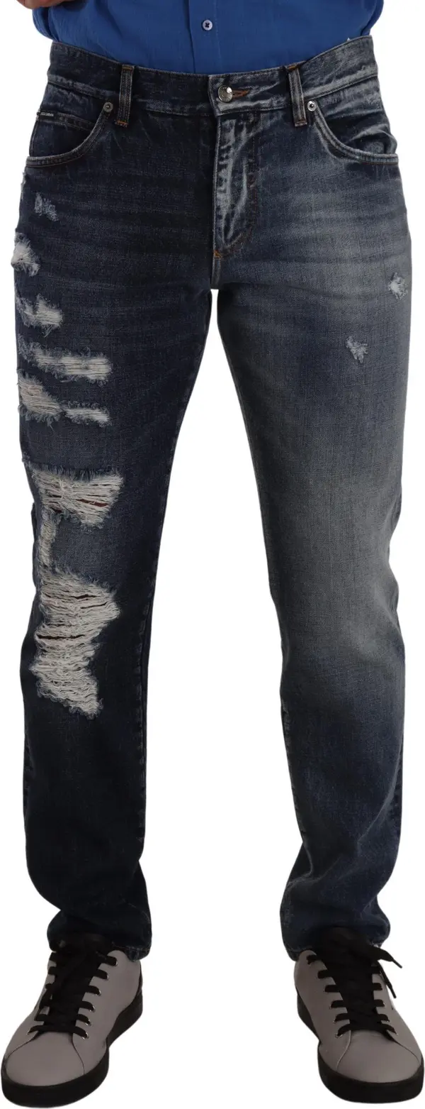 Blue Cotton Regular Denim Trousers Jeans