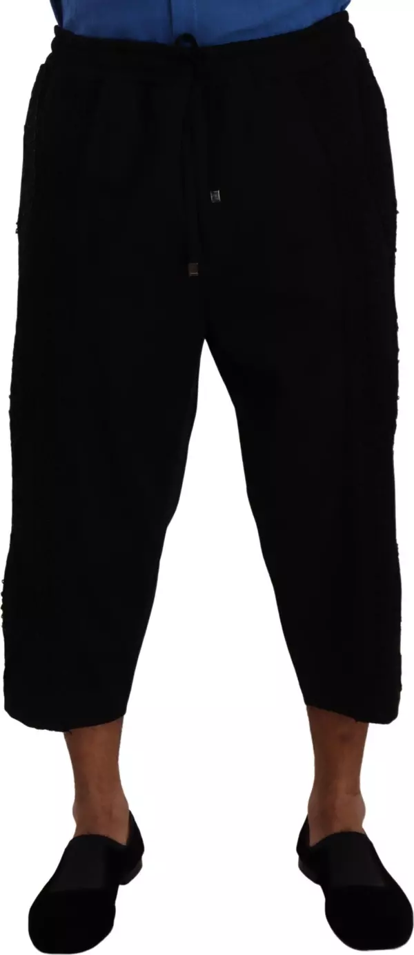 Black Cotton Torero Sweatpants Shorts Pants