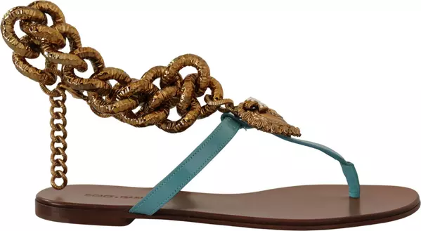 Blue Leather Devotion Flats Sandals