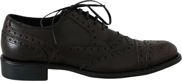Brown Leather Wingtip Derby Formal Shoes