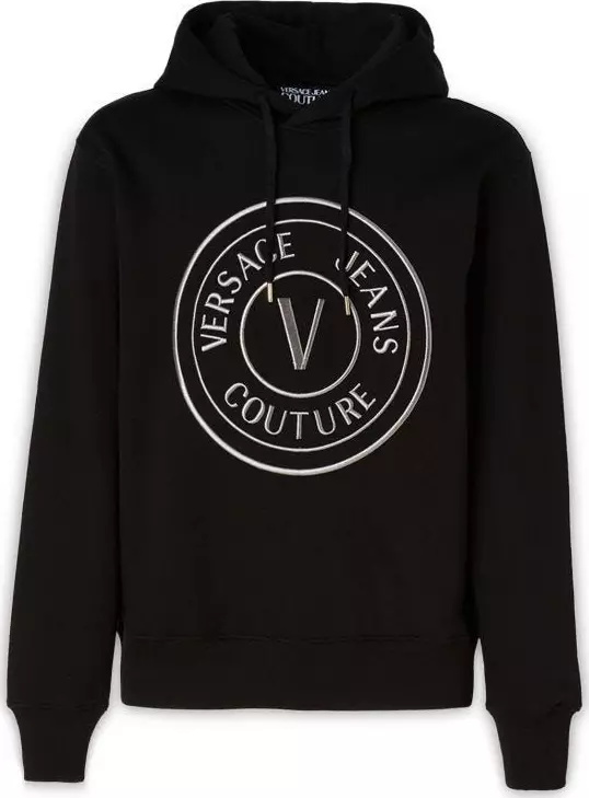 Black Cotton Logo Details Hooded Sweatshirt