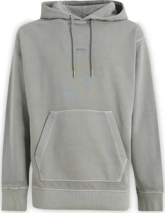 Grey Cotton Logo Details Hooded Sweatshirt