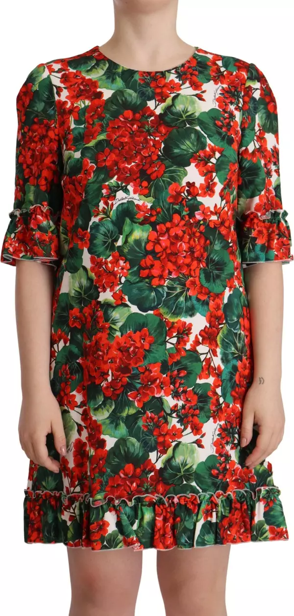 Multicolor Red Floral Shift Gown Dress