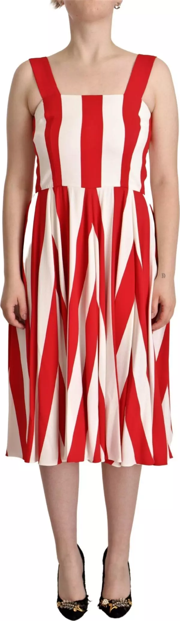 White Red Stretch Shift A-line Gown Dress