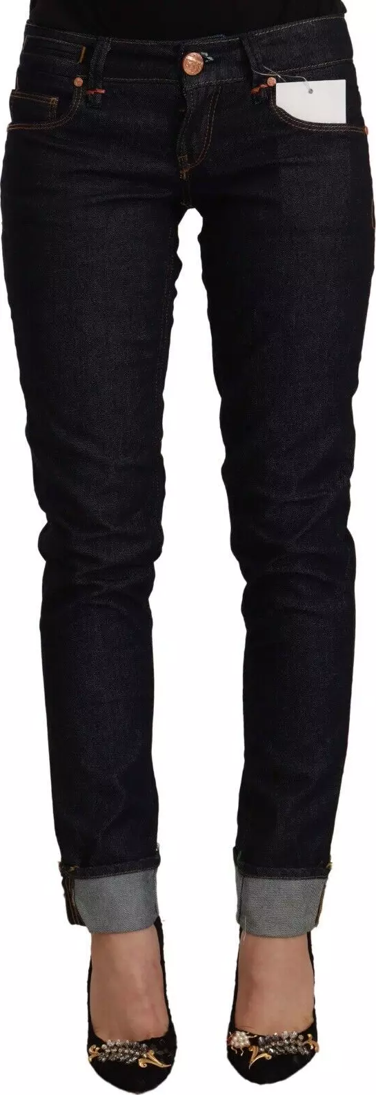 Black Cotton Low Waist Slim Fit Denim Jeans