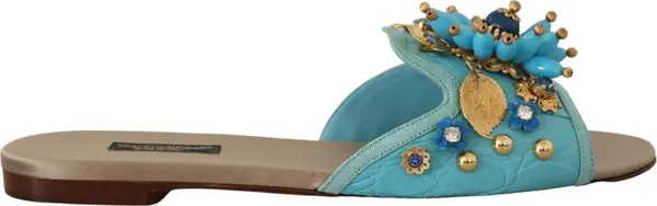 Blue Crystal Exotic Leather Blue Crystal Sandals