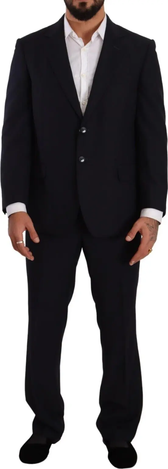 Blue Polyester Single Breasted Formal Suit