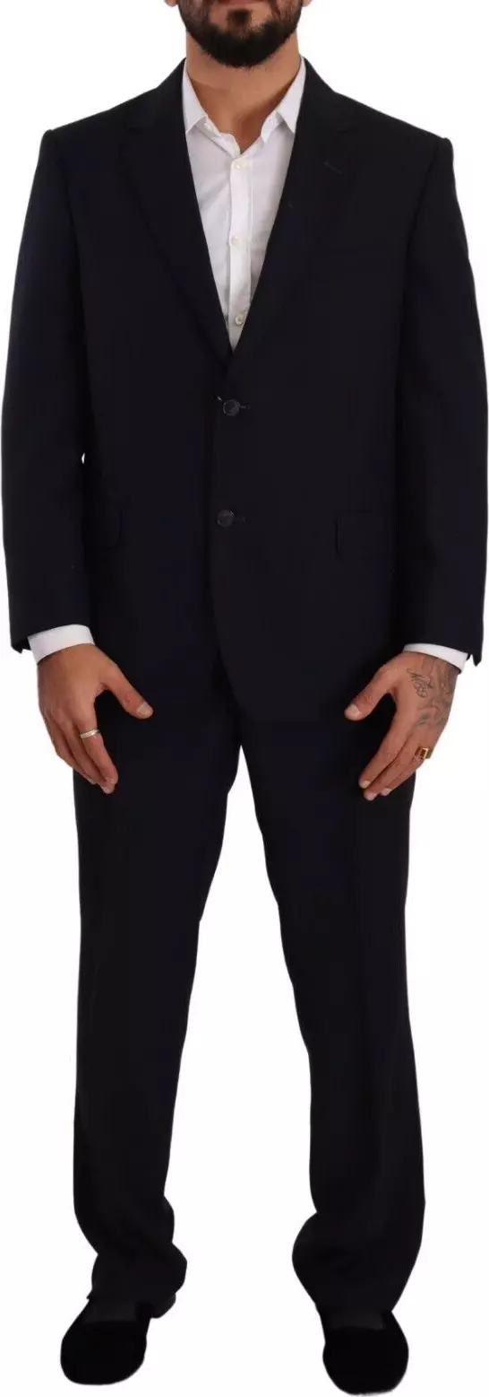 Blue Polyester Single Breasted Formal Suit