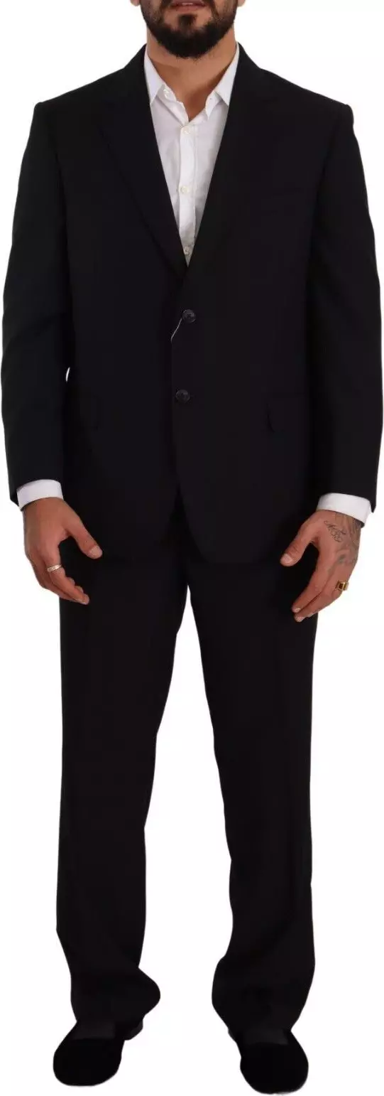 Black Polyester Single Breasted Formal Suit
