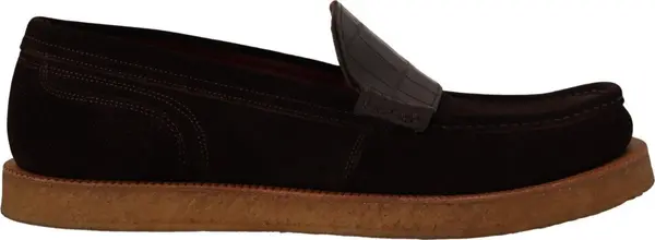 Brown Suede Leather Slip On Flats Moccasin Shoes