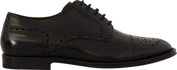 Black Leather Wingtip Mens Formal Derby Shoes