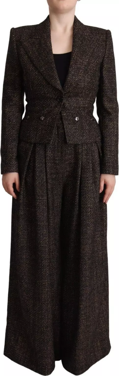 Dark Brown Wool Single Breasted 2 Pc Jacket Pants