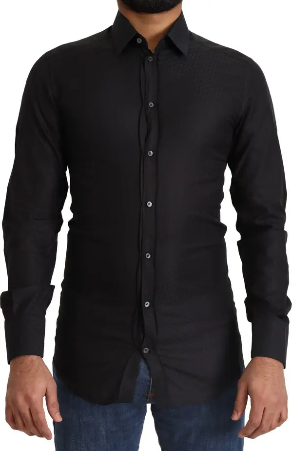Black GOLD Cotton Slim Dress Formal Shirt